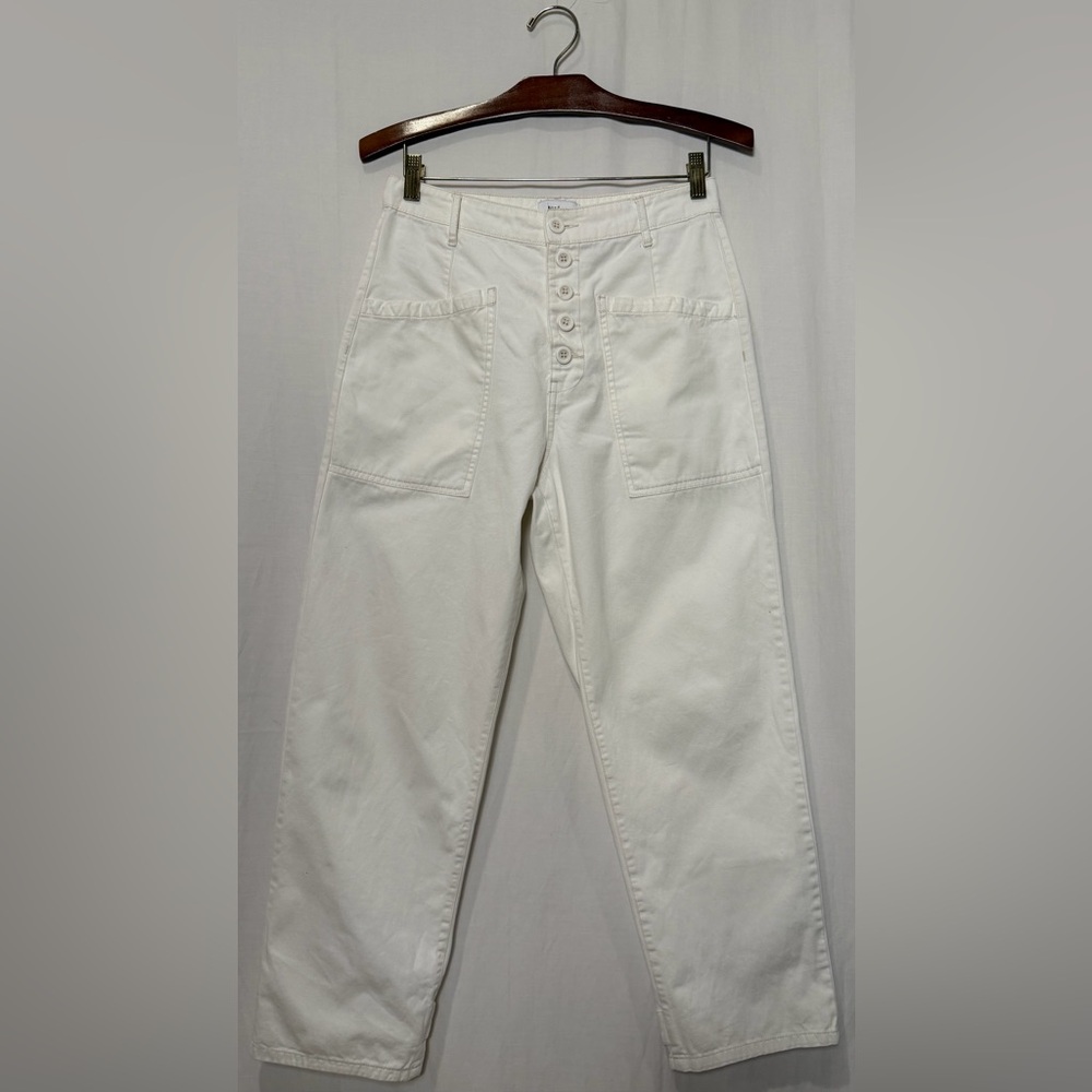 PISTOLA Tammy High Rise Cotton Trouser pants  Button Fly-Alabaster White -Sz 27 - Picture 4 of 15